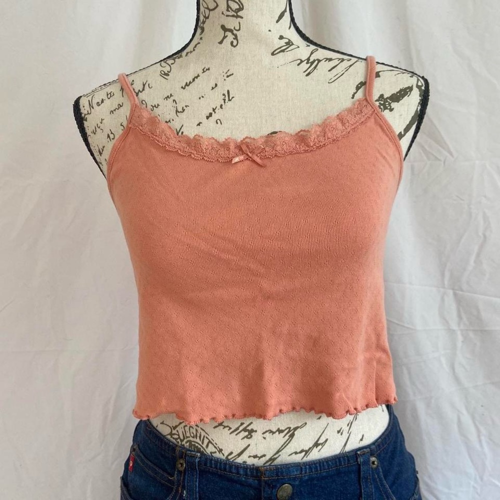 American Eagle Outfitters Lace Trim Cami - Coral